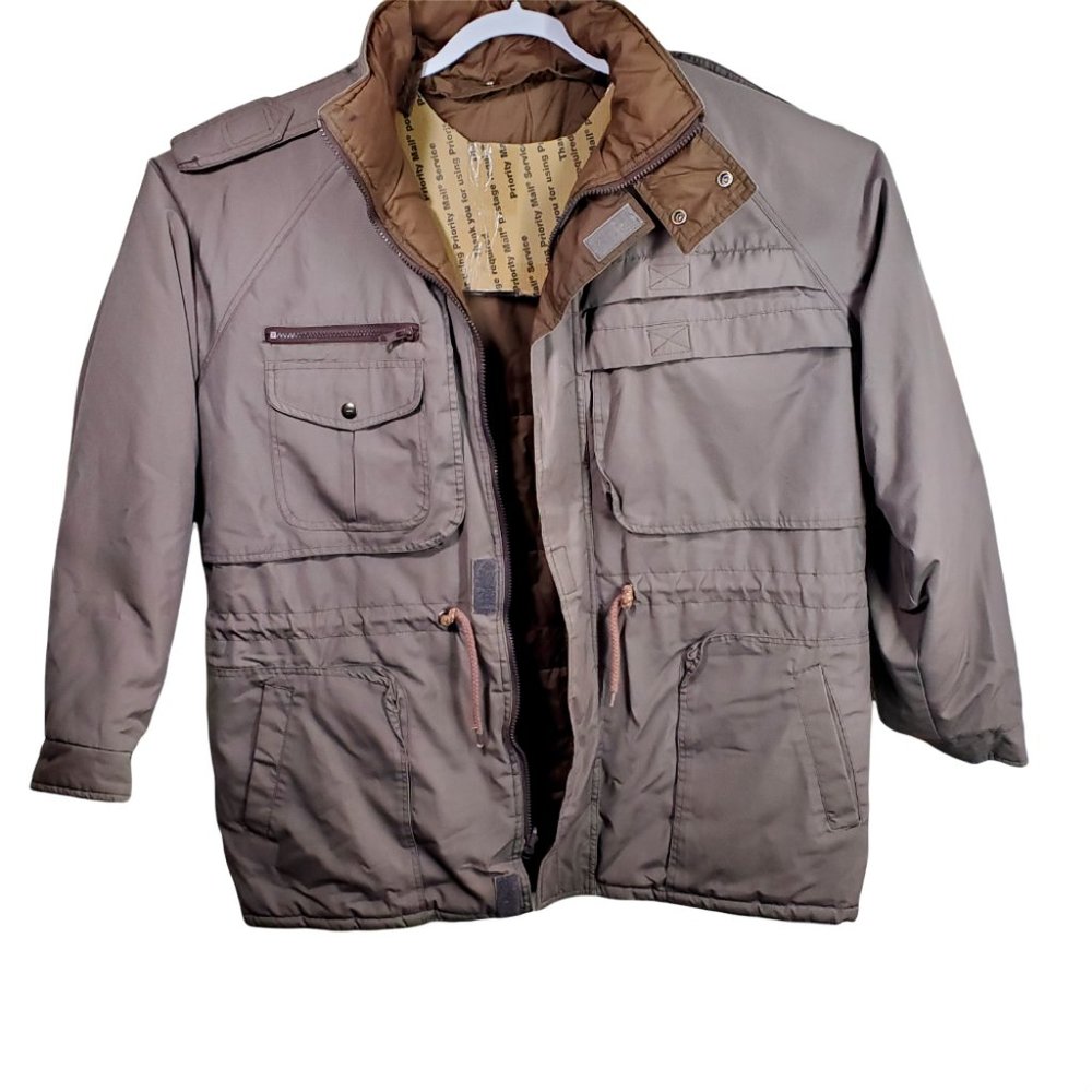 Royal Knight Taupe Brown Zipper & Snaps Winter Longer Length Jacket Men Size XL